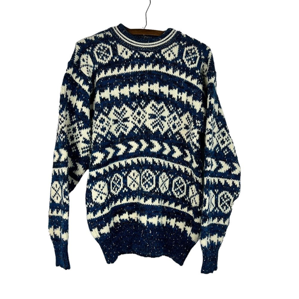 Hang Ten‎ blue & white acrylic blend men’s sweater SZ M